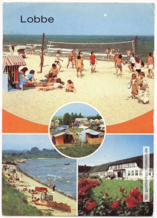 Volleyball am Strand, Zeltplatz, Oberschule "Mönchgut" - 1983 