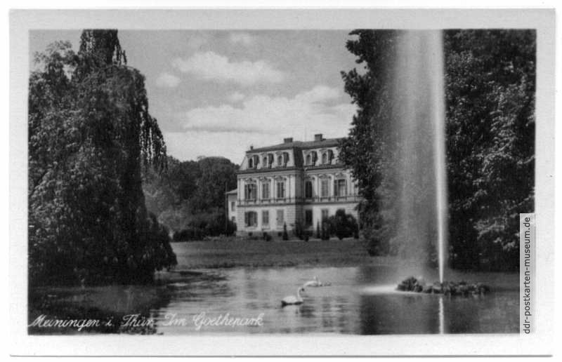 Partie im Englischen Garten (Goethe-Park) mit Blick zum Palais - 1949 