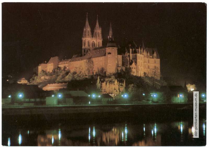 Albrechtsburg und Dom, Elbansicht bei Nacht - 1980