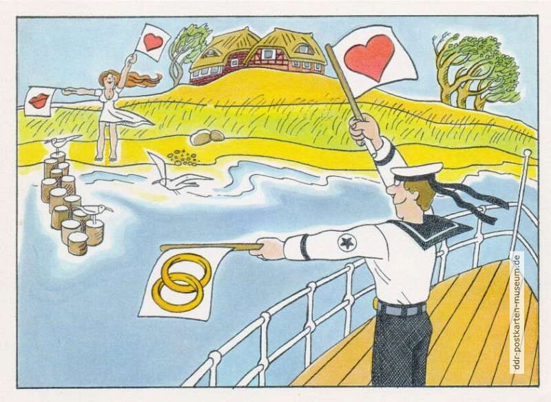 Humorpostkarte "Signale der Liebe" - 1989