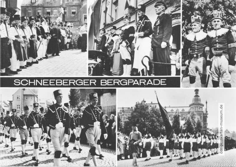 Schneeberger Bergparade mit Trachtengruppen beim Aufzug "500 Jahre Bergstadt Schneeberg" - 1971