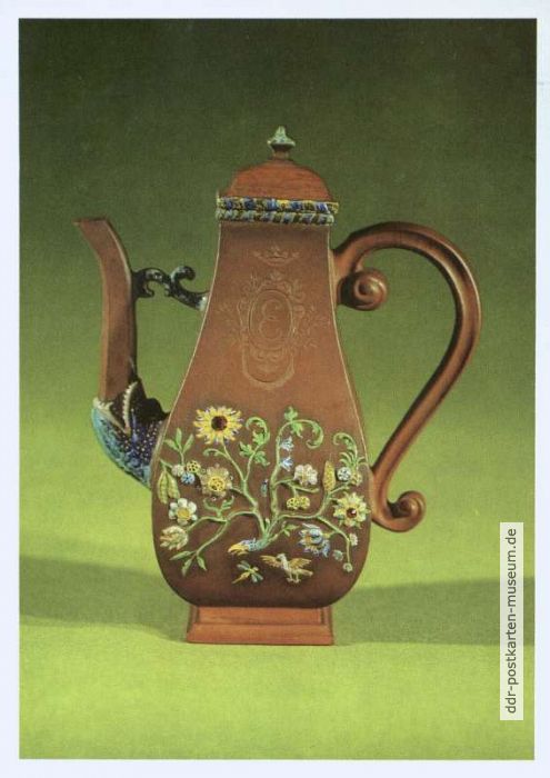 Kaffeekanne mit Emailmalerei und Edelsteinen von J.F. Meyer, um 1710 Meißen - 1972