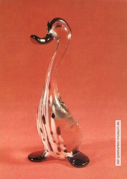 Massive Glasplastik "Ente" von Ernst Precht, 1954 Lauscha - 1984 / 1987