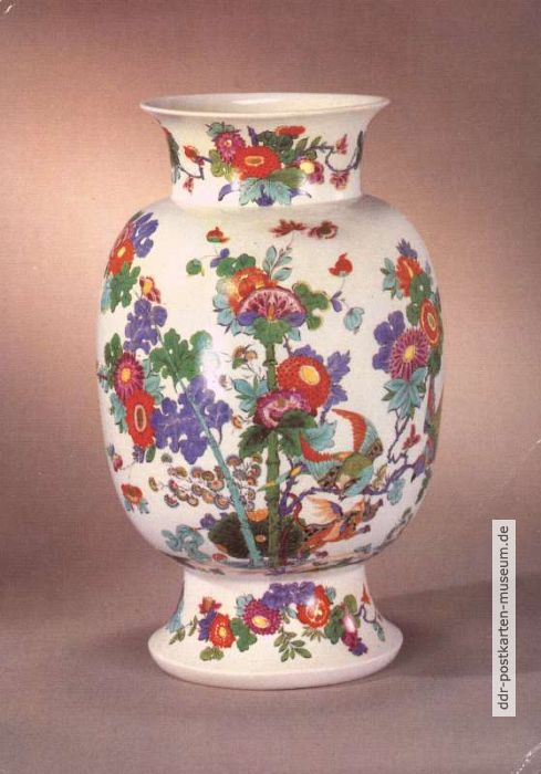 Porzellansammlung, Vase mit Indischer Blumenmalerei nach J.G. Höroldt 18.Jahrhundert - 1977