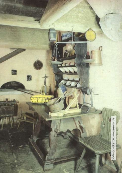 Volkskundemuseum "Thüringer Bauernhäuser", Küche im Unterhaseler Haus - 1988