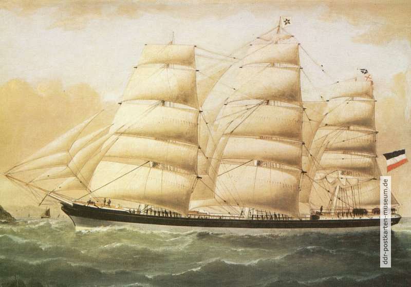 Gemälde von L. Behrens, 1893 "Vollschiff Ennerdale von Rostock" - 1987