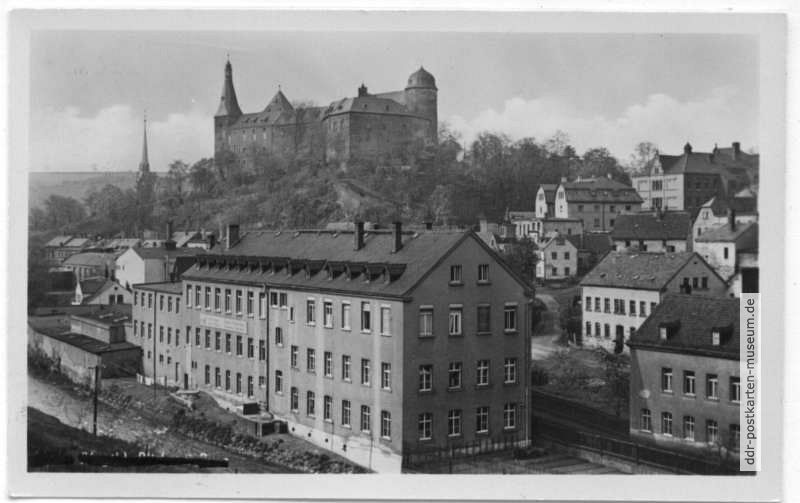 Blick auf Mylau mit Burg - 1954