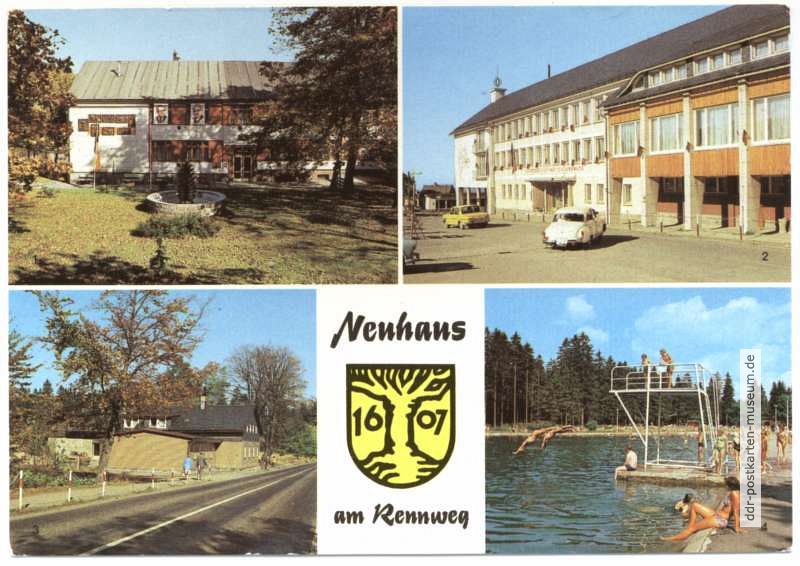 Rathaus, Kreisratsgebäude, Rennsteigbaude, Waldbad - 1980