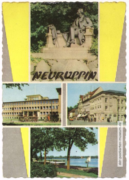 Erste farbige Mehrbildkarte von Neuruppin - 1965
