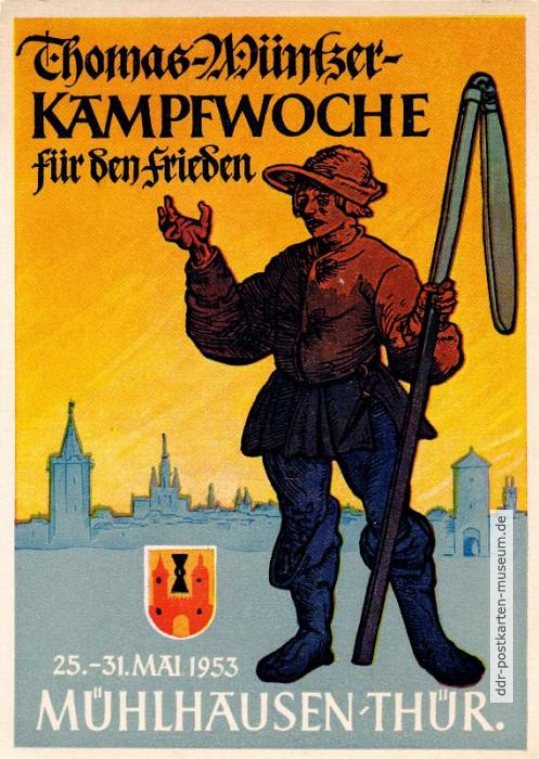 Werbepostkarte für die "Kampfwoche für den Frieden" 1953 in Mühlhausen - 1953