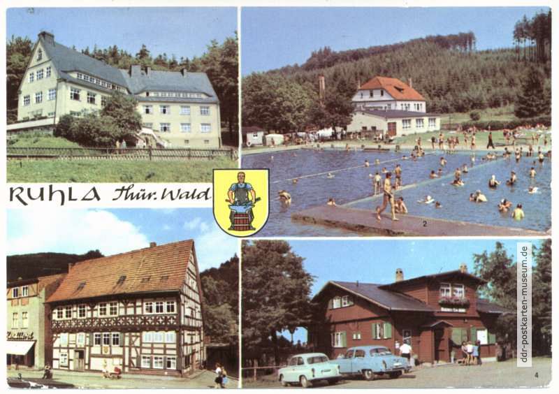 Kinderkurheim "Käthe Kollwitz", Waldbad, Heimatmuseum, Ruhlaer Skihütte - 1971 
