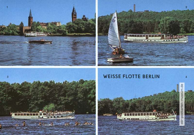 Ausflugsschiffe in Köpenick und auf dem Langen See mit Müggelturm - 1971