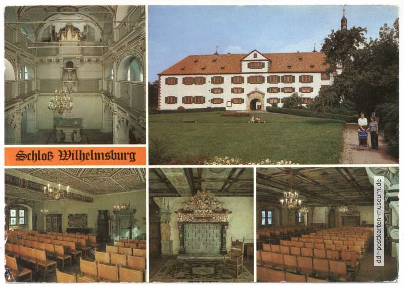 Schloß Wilhelmsburg, Schloßkirche, Tafelgemach, Kamin im Riesensaal, Riesensaal - 1986
