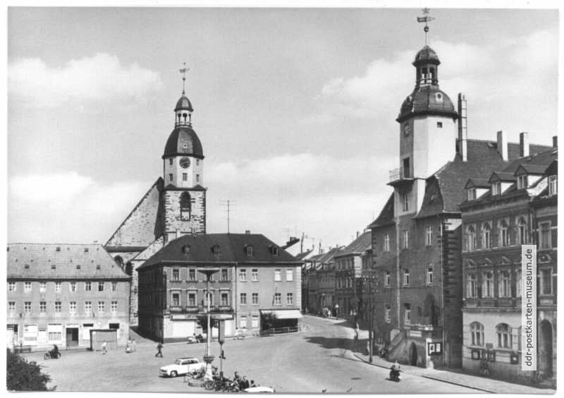 Marktplatz mit Nikolaikirche und Rathaus - 1966