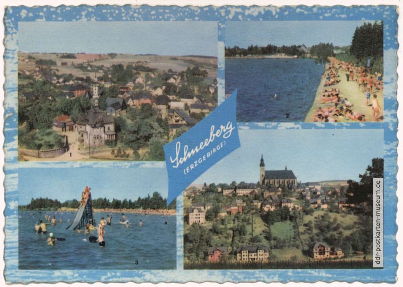 Erste farbige Mehrbildkarte von Schneeberg - 1962