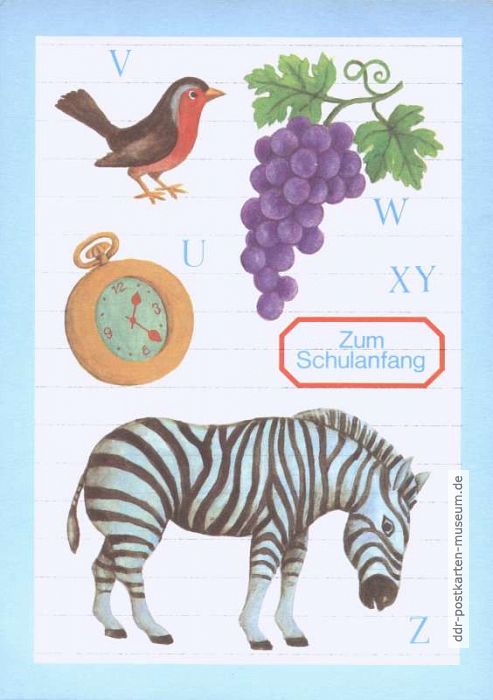 Postkarte zum Schulanfang von 1990 - Planet-Verlag