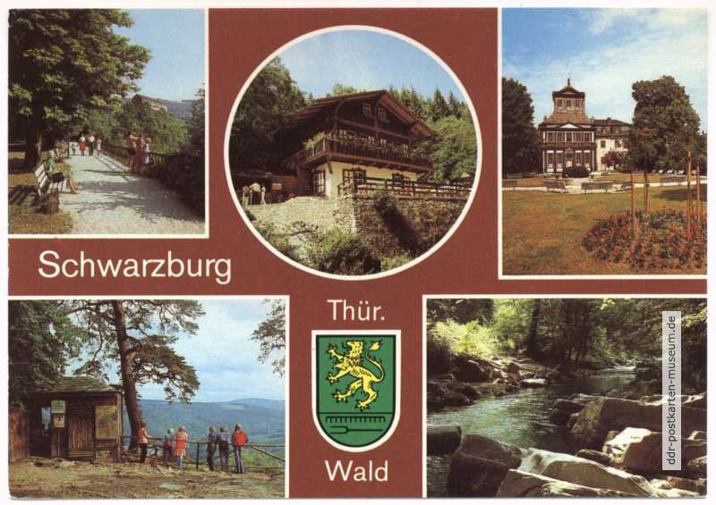 Blick zum Schloß, Schweizerhaus, Kaisersaal, Trippstein, An der Schwarza - 1986