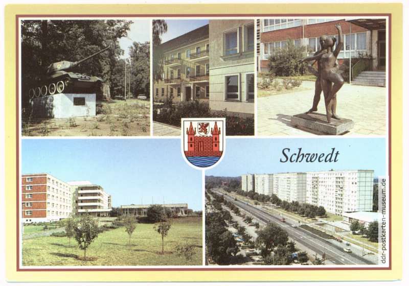 Panzer-Denkmal, Oberschule, Neubauten - 1988
