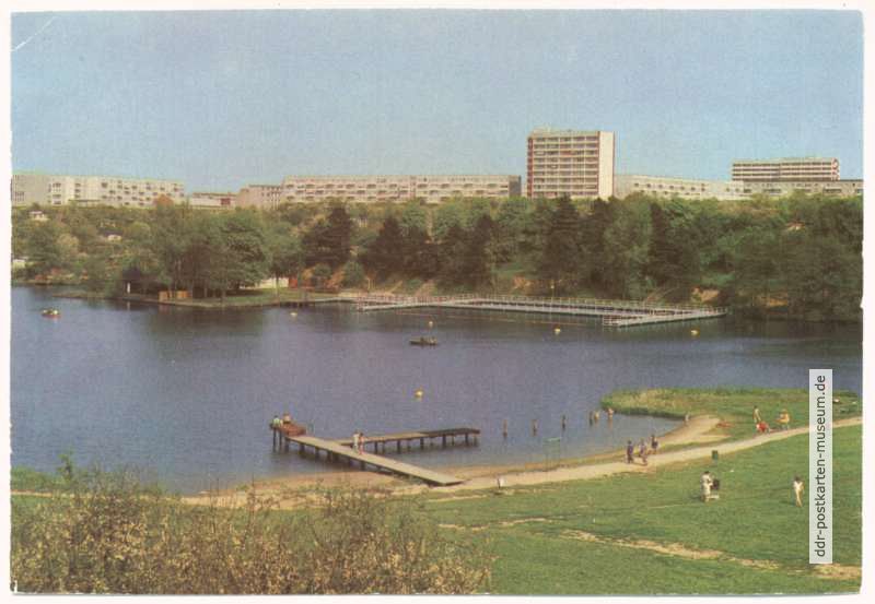 Blick zum Neubaugebiet Weststadt mit Lankower See - 1985