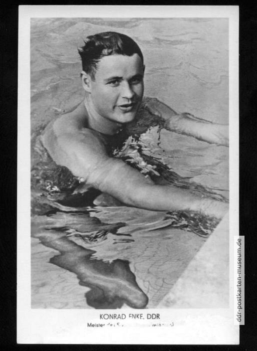 Konrad Enke (SC Rotation Leipzig), 1953-1960 sechzehnfacher DDR-Meister im Schwimmen - 1956