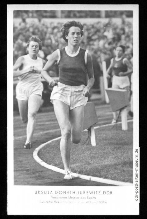 DDR-Meisterschaft 1955 im 400-m-Lauf, es siegte Ursula Donath-Jurewitz - 1956