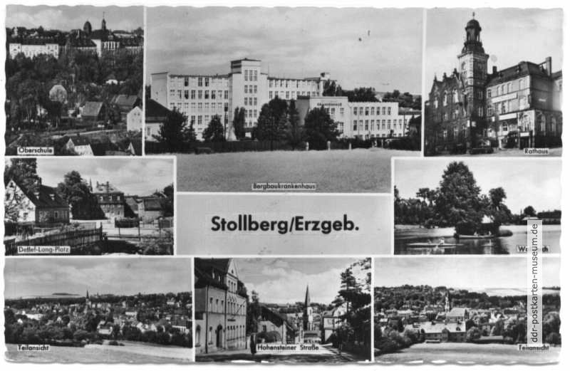 Oberschule, Bergbau-Krankenhaus, Rathaus, Detlef-Lang-Platz, Walkteich - 1958