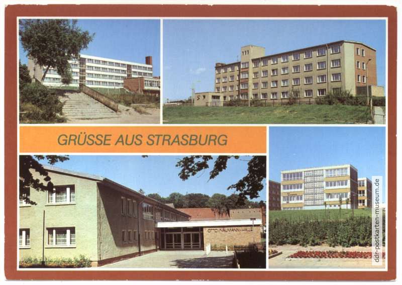 Rat des Kreises, Poliklinik, Otto-Naumann-Halle, Betriebsberufsschule - 1985
