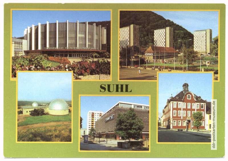 Stadthalle, Hochhäuser, Volkssternwarte, Warenhaus, Rathaus - 1981