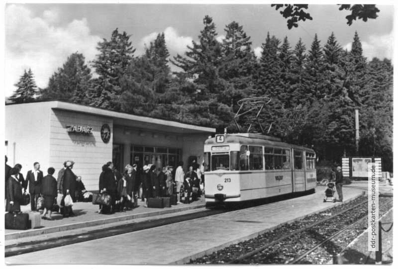 Abfahrtshaltestelle der Thüringer Waldbahn nach Gotha - 1973