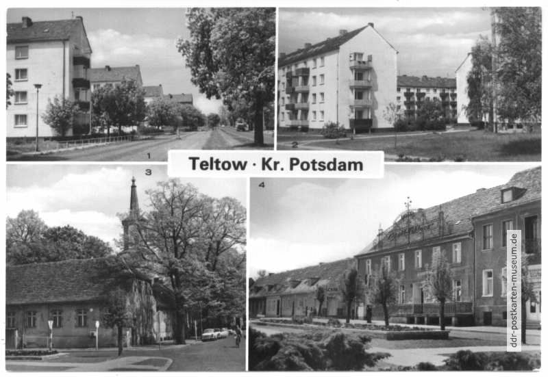 Neubauten an Ernst-Thälmann- / Liselotte-Herrmann-Straße, Pfarrkirche, Hotel "Stadt Teltow" - 1984