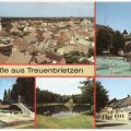 Blick auf den Ort, Sabinchenbrunnen, Freibad, Schwanenteich, Bibliothek - 1988