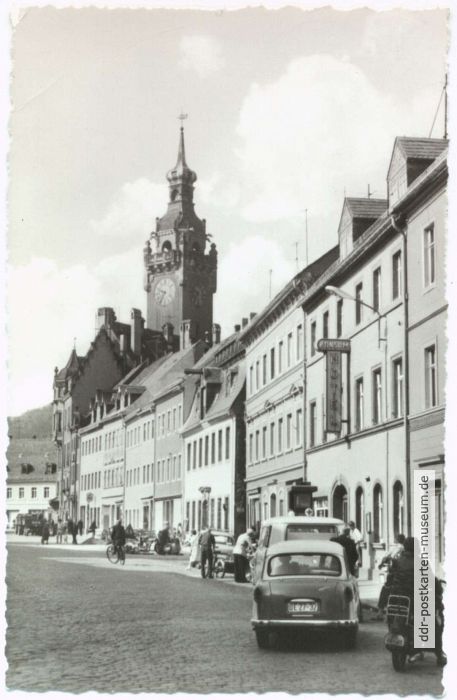 Platz der Einheit mit Blick zum Rathaus, Konsum-Hotel - 1967