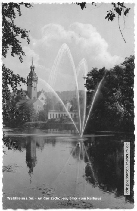 An der Zschopau, Blick zum Rathaus - 1965