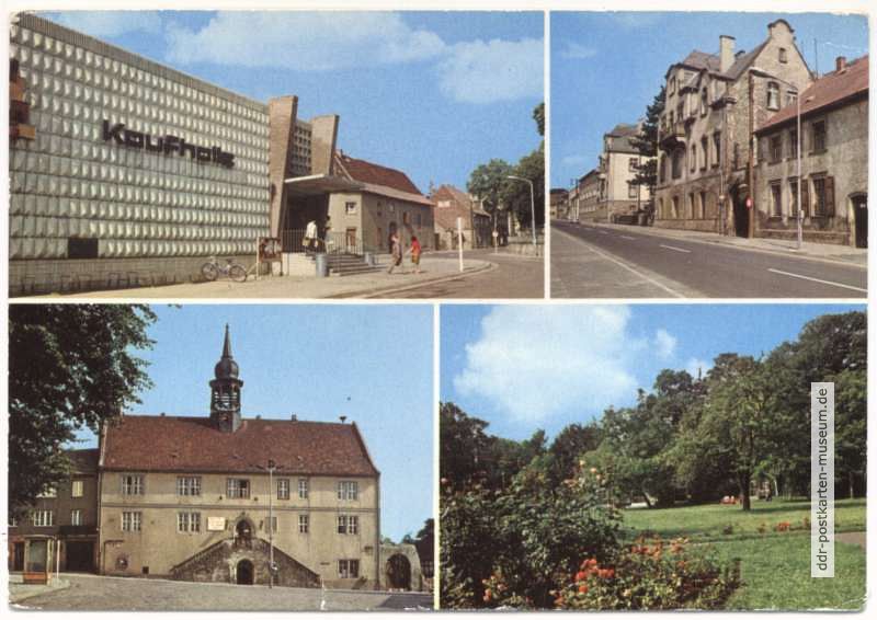 HO-Kaufhalle, Ernst-Thälmann-Straße, Rathaus, Im Park - 1979