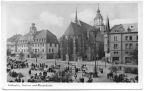 Rathaus und Marienkirche, Wochenmarkt - 1955
