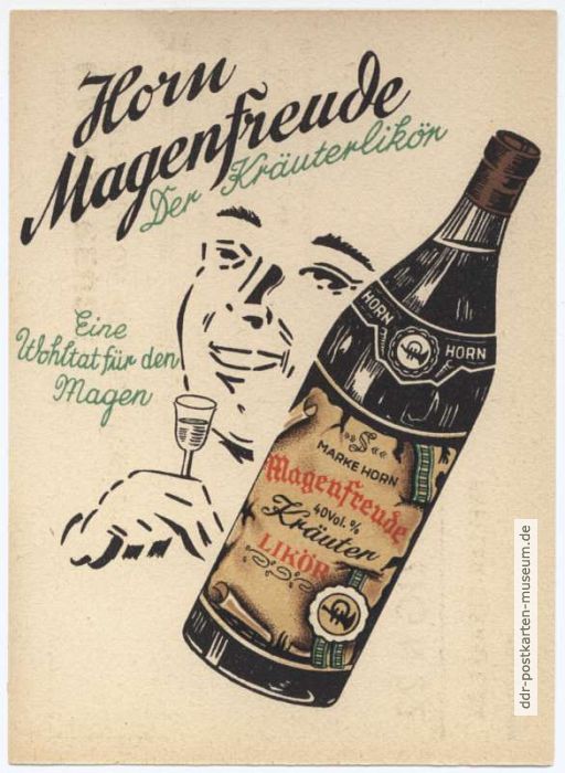 Drucksache mit Werbung für Kräuterkikör "Magenfreude" - 1959