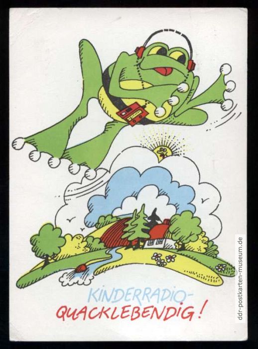 Werbekarte für Sendung "Quacklebendig !" im Kinderradio - um 1980