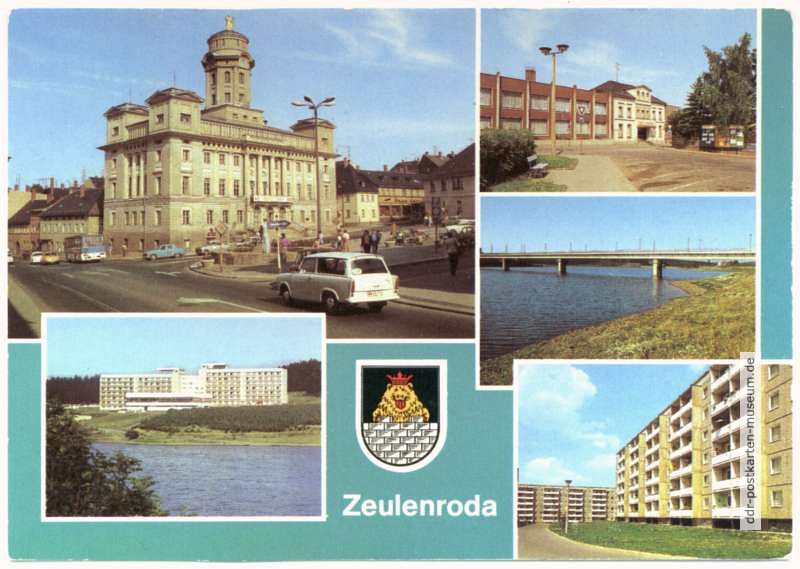 Rathaus, FDGB-Erholungsheim, Kreiskulturhaus, Brücke der Talsperre, Neubauten - 1983