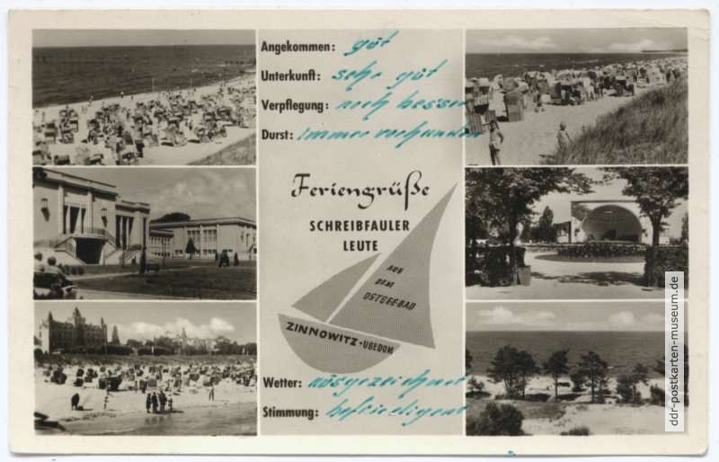 Feriengrüße schreibfauler Leute aus dem Ostseebad Zinnowitz - 1958