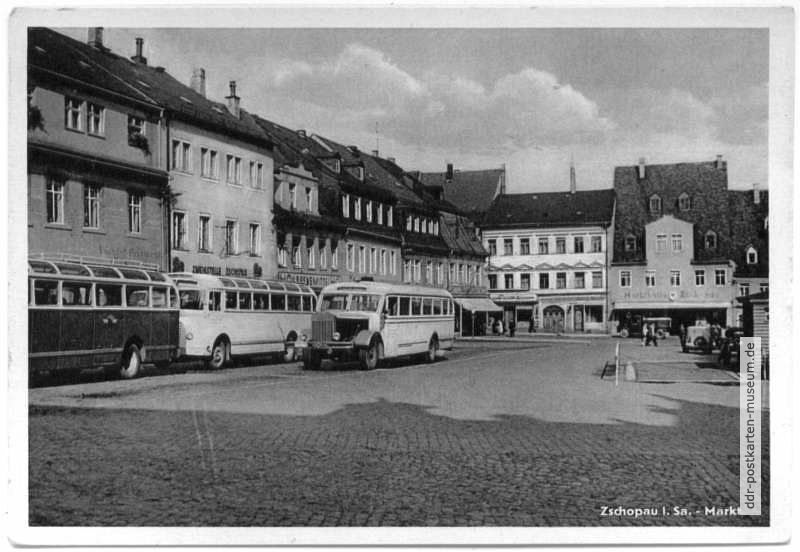 Markt von Zschopau in Sachsen - 1958