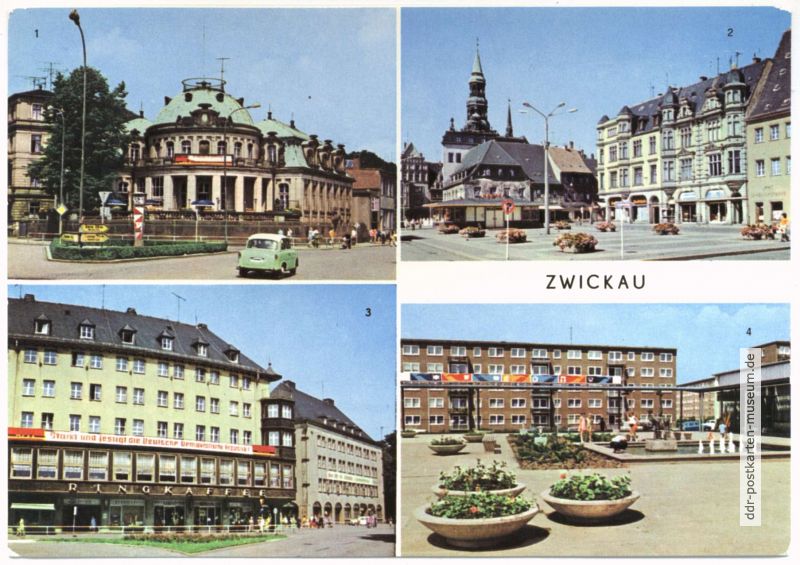 Schumann-Platz, Hauptmarkt, Ringkaffee, Zwickau-Eckersbach -1976
