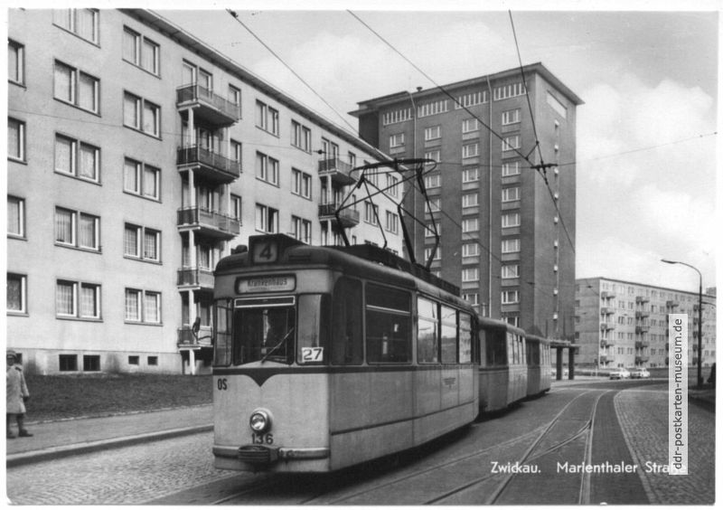 Neubauten an der Marienthaler Straße, Straßenbahn Linie 4 - 1975
