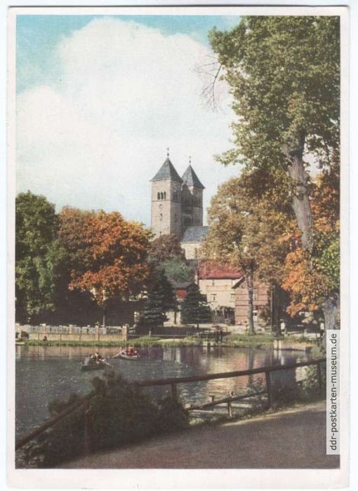 Blick über den Gondelteich zur Klosterkirche - 1953