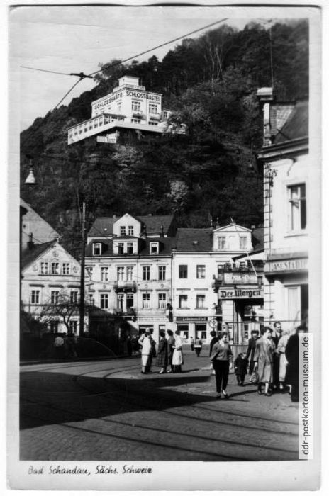 Blick zum Hotel und Cafe "Schlossbastei" - 1959