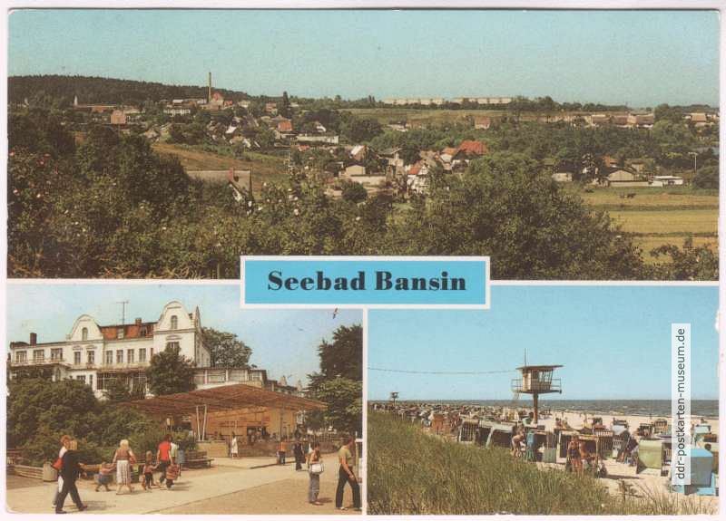 Blick auf Bansin Dorf, FDGB-Erholungsheim, Strand -1988