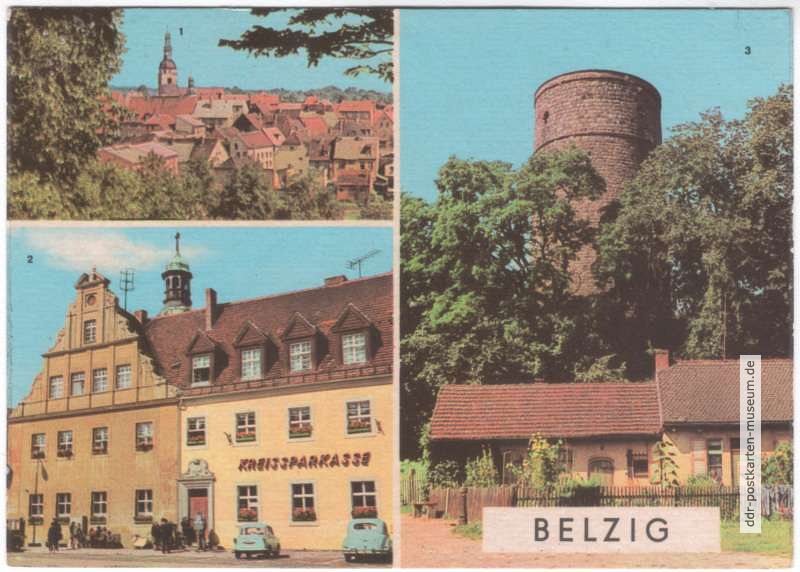 Blick auf Belzig, Markt, Wehrturm im Burghof der Burg Eisenhardt - 1967 