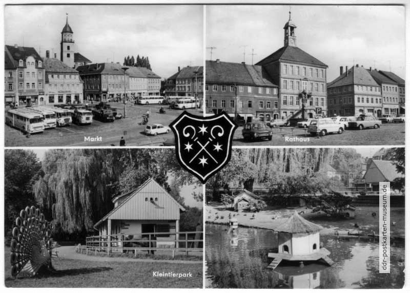 Markt, Rathaus, Kleintierpark mit Ententeich - 1974