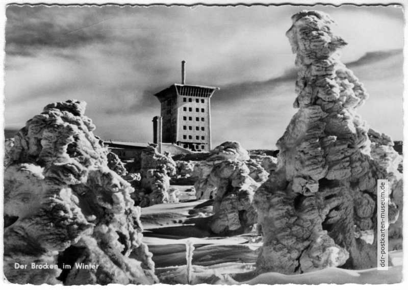 Der Brocken im Winter, Wetterwarte - 1956