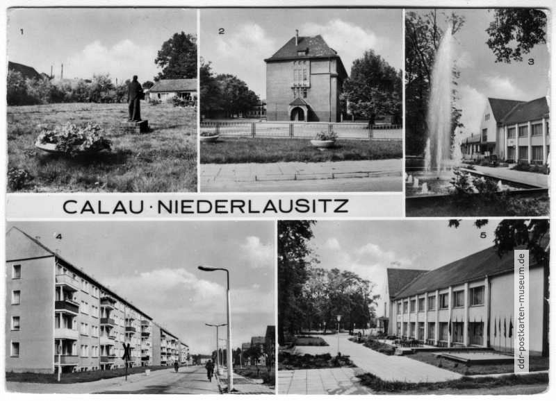 Plastik am Bahnhof, Oberschule, Haus der Gewerkschaften, Neubauten Otto-Nuschke-Straße - 1975