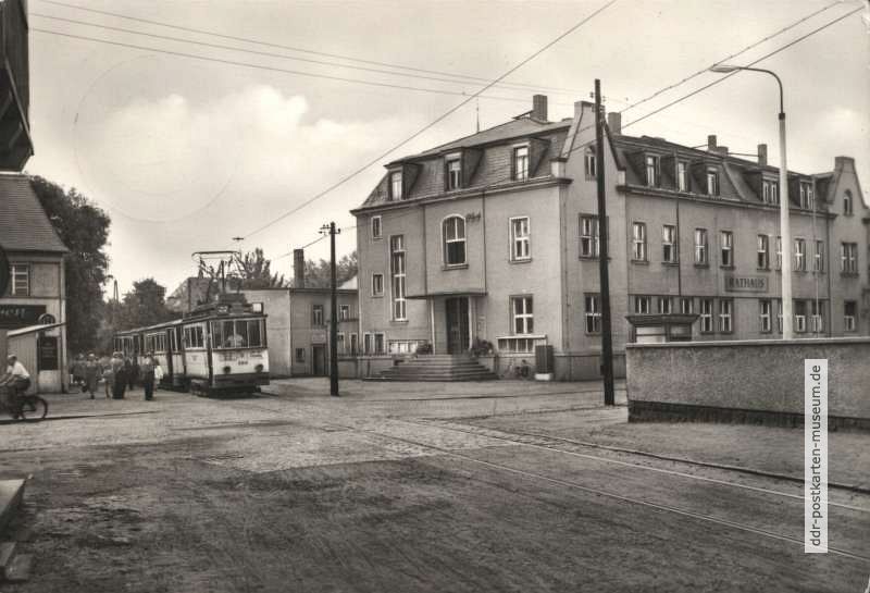 Straßenbahn Linie 55 am Rathaus - 1964